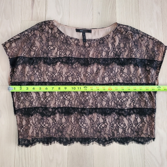 BCBG Black Lace Short Sleeve Crop Top - Small - Picture 2 of 6